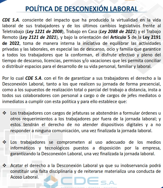 Política de desconexión laboral