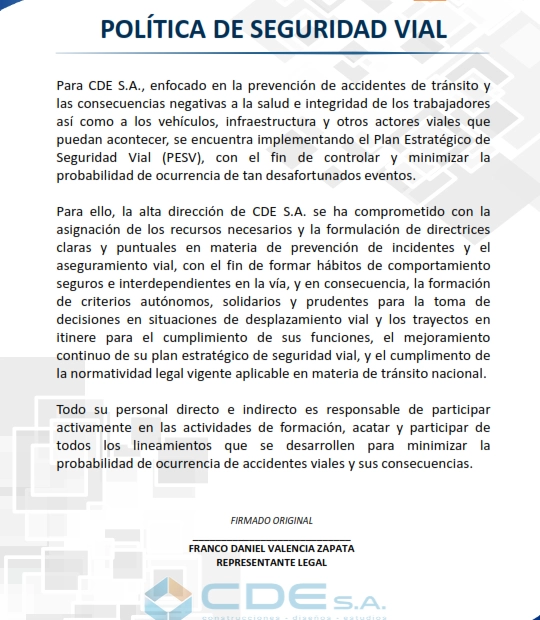 Política de seguridad vial