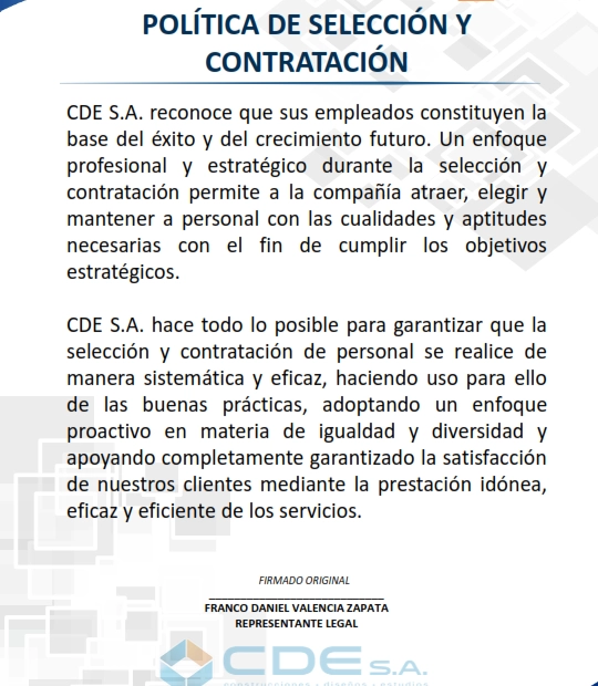 Política de selección y contratación