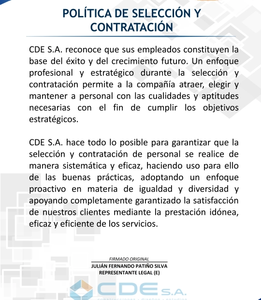 Política de selección y contratación